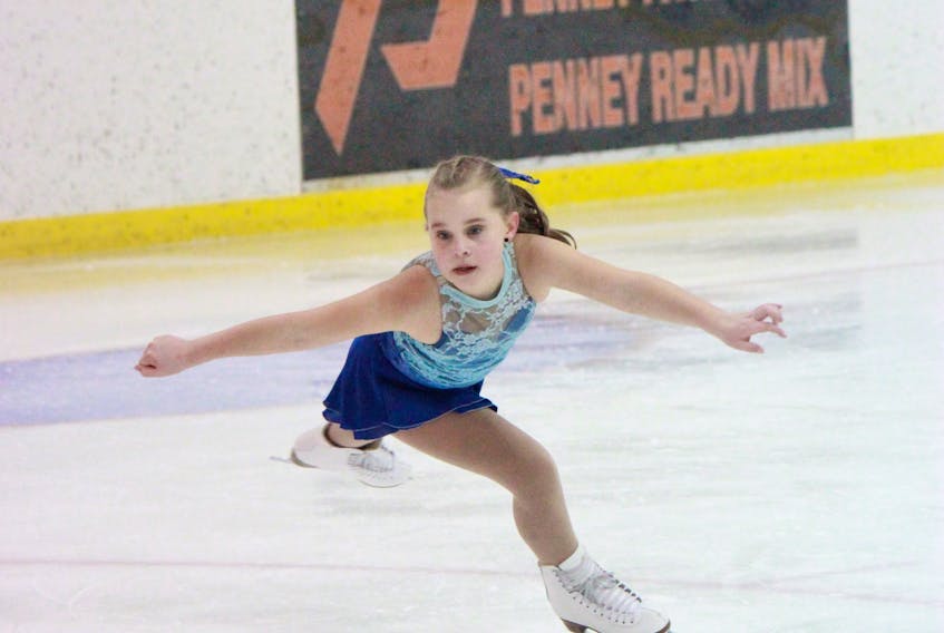 Cassandra Stacey of the Sparkling Blades Figure Skating Club in Grand Falls-Windsor goes into a spin during Saturday’s STAR provincial event.