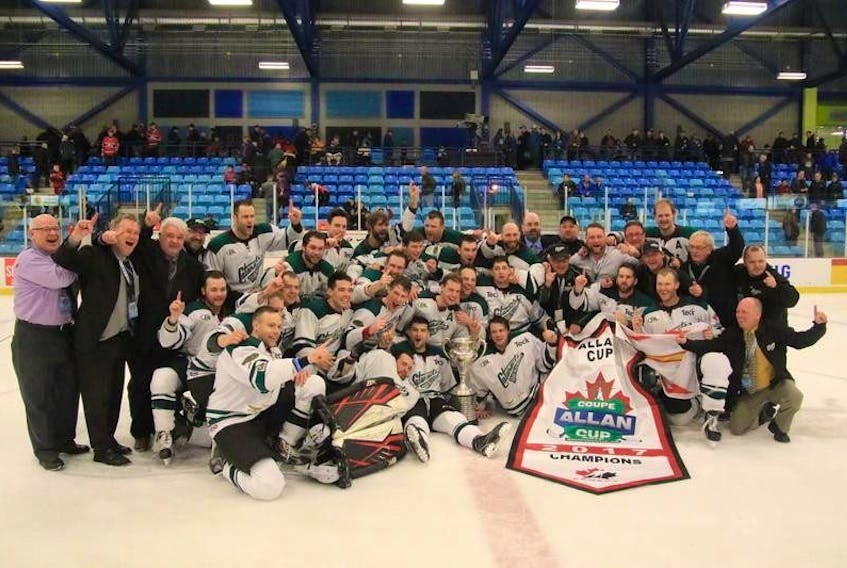 The Grand Falls-Windsor Cataracts claimed their first ever Allan Cup title in a victory against the Lacombe Generals in Bouctouche, N.B. April 16.