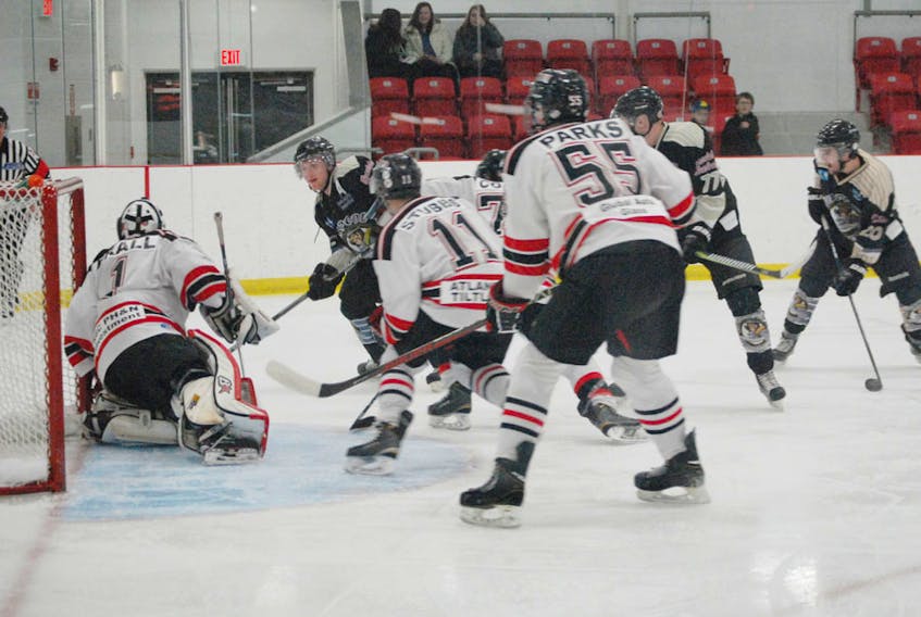 The Liverpool Privateers lost 5-0 to the Cole Harbour Colts at Queens Place Emera Centre March 3. Aethne Hinchliffe photos