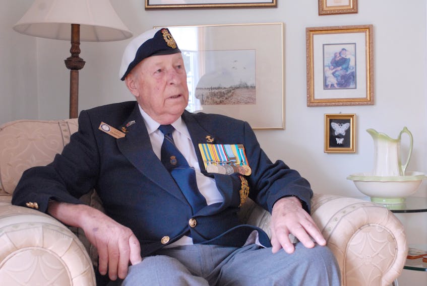 Leo Sampson served as quartermaster in the Royal Canadian Navy. He plans to attend the Remembrance Day ceremony at the Astor Theatre in Liverpool Nov. 11.