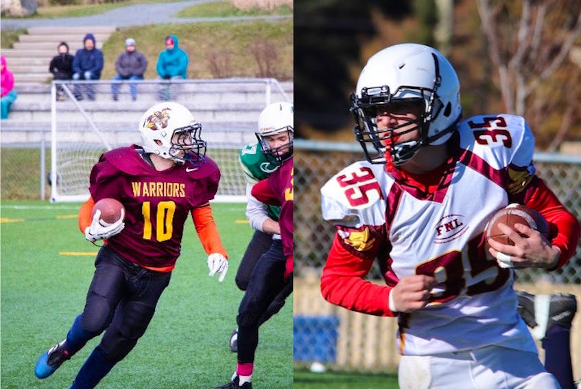 Duncan Hunt, left, and Daniel Seymour are preparing to play for the Holland College Hurricanes football team in Charlottetown, P.E.I. this fall.