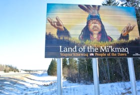 A sign on Highway 104 near Amherst that welcomes people to the land of the Mi’kmaq was defaced with the words “N.S. Needs Mills." It was reported to RCMP on Monday, Feb.  3, 2020, and has since been cleaned.