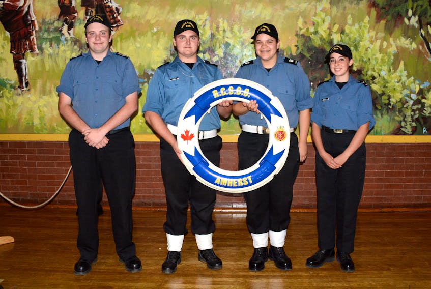 Seventeen members of the 258 Amherst Sea Cadet Corp recently returned from a trip to Ottawa. They included: (from left) William Arsneau, Brayden Morris, Jordan Jones, and Kathleen Sproul.
