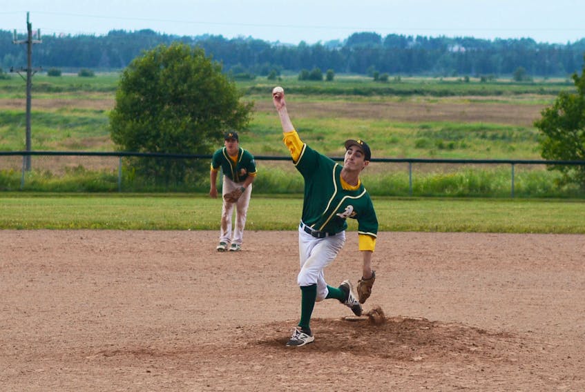 Brady Davis pitched the Weston Bakery Athletics to a 5-3 win in their final game of the regular season at Robbs Centennial Complex in Amherst on Aug. 12. Davis led the Athletics pitchers this season with a 1.40 ERA.