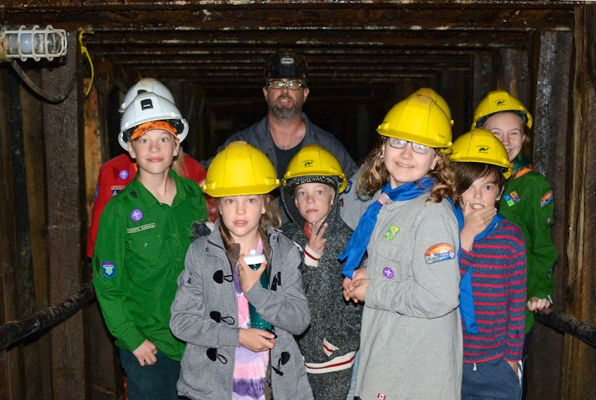 Members of the 2nd Springhill Scouts participate in many fun activities throughout the year, including this descent into the mine at the Springhill Miners Museum in May of 2019.