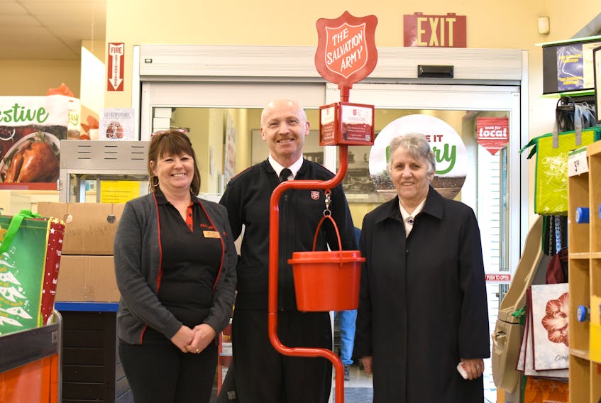 The Salvation Army’s 2019 Christmas Kettles Campaign recently kicked off at the Springhill Foodland. In attendance for of the first day of the campaign was (from left) Melody Mills, front end manager at Foodland; Lt. Stephen Toynton of the Salvation Army; and Bev Sharpe, long time soldier and volunteer at the Salvation Army in Springhill.