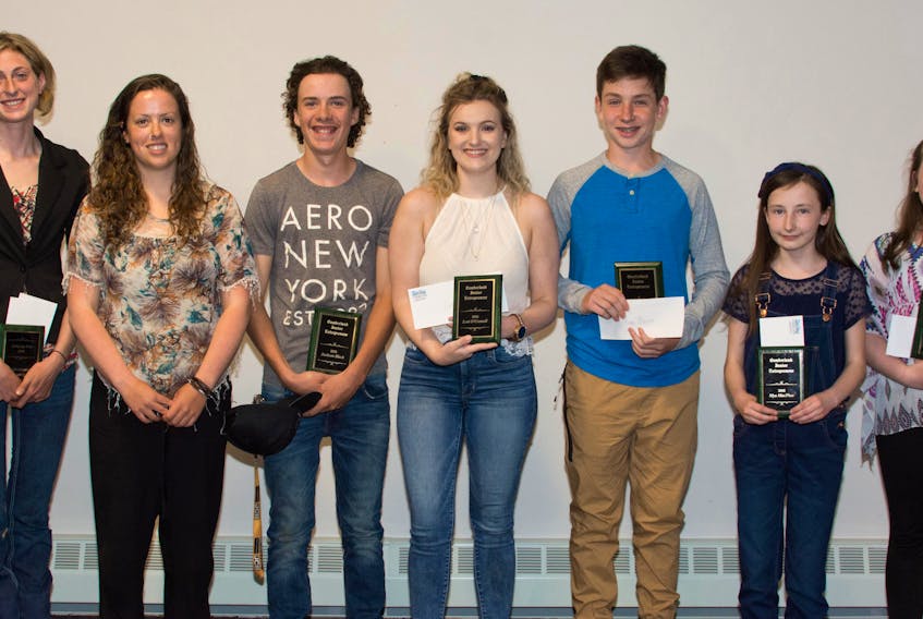 The Cumberland Business Connector, CBDC Cumberland and Community Credit Union hosted the Cumberland Youth Entrepreneurship Challenge. Finalists included: (from left) Jacy McInnis of Southampton, Megan Johnson of Advocate, Jackson Black of Oxford, Lori O’Connell of Amherst, Conor Barrett of Oxford, Mya MacPhee of Amherst and Holly Berry of Advocate Harbour.