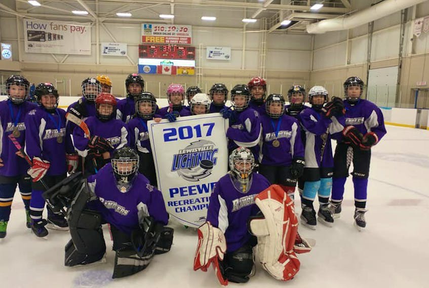 The Cumberland County Bombers defeated Riverview to win the peewee recreational championship at a hockey tournament in Lewisville, N.B. last weekend. Team members include: Thomas Smith, Jaxon Reynolds, Remington Butts, Dolorian Clarke, Keegan Mosher, Joshua Lunn-Donelle, Luke Allen, Camryn Joudrey, Michael Fenton, Taylor Lunn-Donelle, Jasper Bushen, Aiden McCulley, Riley MacDonald, Mitchell Annand, Karter Lewis, Cohen Joudrey, Connor O’Brien, Nickolas Russell and Caleb Campbell. The team is coached by Dion Russell, Jerika Reynolds, Victor Wright, Doug Reynolds and Sandy McCulley.