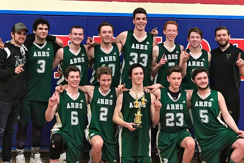 The ARHS Vikings won the Parkview Education Centre Panther Fever Classic in Bridgewater on Jan. 20. Members of the team include: Josh Harnish, Caleb Van Vulpen, Sam LeBlanc Kegan Chitty, Chris McCarthy, (back, from left) coach Jason Morse, Nabil Mohamad, Braedon Taylor, Brady Crowe, Aidan Devine, Justin Milner, Frank Bacon and coach Thomas Skabar.