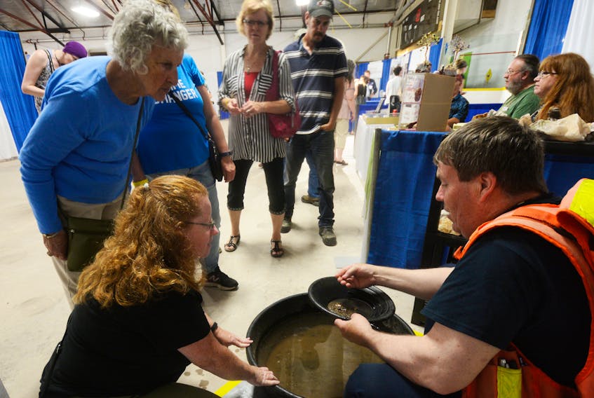 Fred Walsh, vice president of the Nova Scotia Prospectors Association, gave gold panning demonstrations at the 2018 Nova Scotia Gem and Mineral Show in Parrsboro.