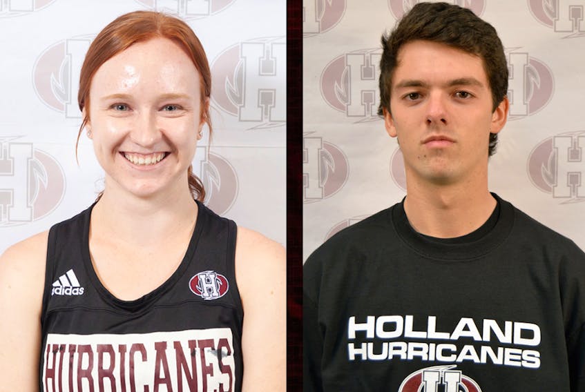 Isabelle Saunders and Josh Watkins play badminton for the Holland College Hurricanes.