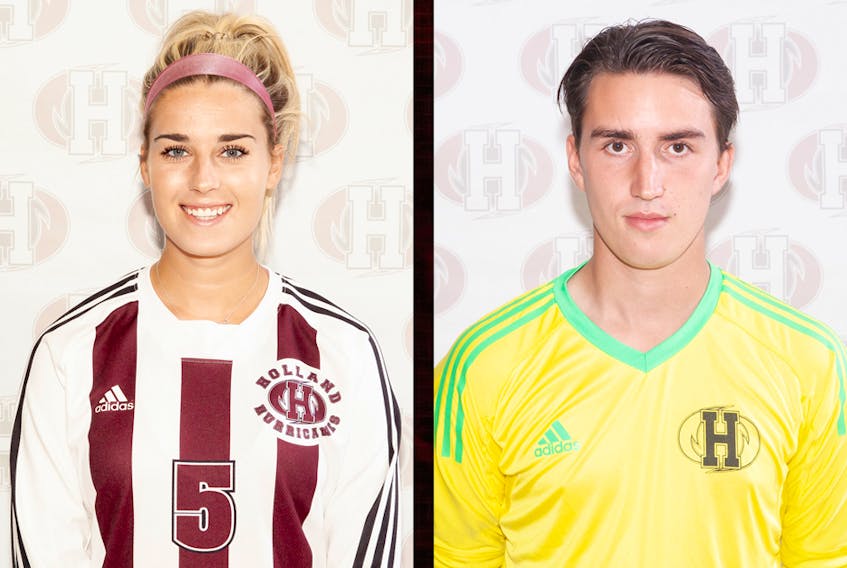 Sabrina Molnar and Brandon Lund play soccer for the Holland College Hurricanes.