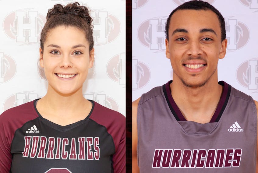 Brittany States, left, and Jace Colley play volleyball and basketball, respectively, for the Holland College Hurricanes.