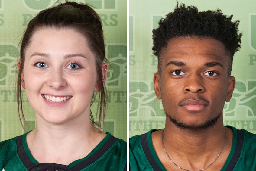 Reese Baxendale and Jamesly Jerome play basketball for UPEI.