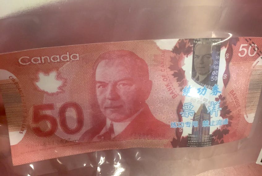 Counterfeit money like this has been circulating in Annapolis and Kings counties over the past month, say RCMP.