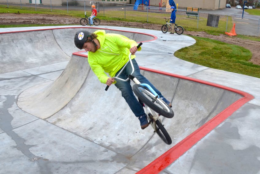 Youth were using the new All-Wheel Riding Park in Middleton back in late October, 2016. But it officially opened in July, 2017. On Oct. 14 riders from across the province will converge on the heart-shaped bowl for a day of competition on BMX bikes, scooters, and skateboards. Rain date is Oct. 15.