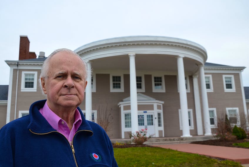 Alex Morrison stands in front of what used to be known as the Peacekeepers’ Lounge in Cornwallis. Today it’s headquarters for the Annapolis Basin Conference Centre. Morrison was the founder and first president of the Pearson Peacekeeping Centre and in 2002 was presented with the Pearson Peace Medal. He will be included with others in a book Profiles in Humanitarian Courage compiled by Patricia Pearson, Lester B. Pearson’s grand-daughter. The book is being launched in Toronto on Dec. 12.