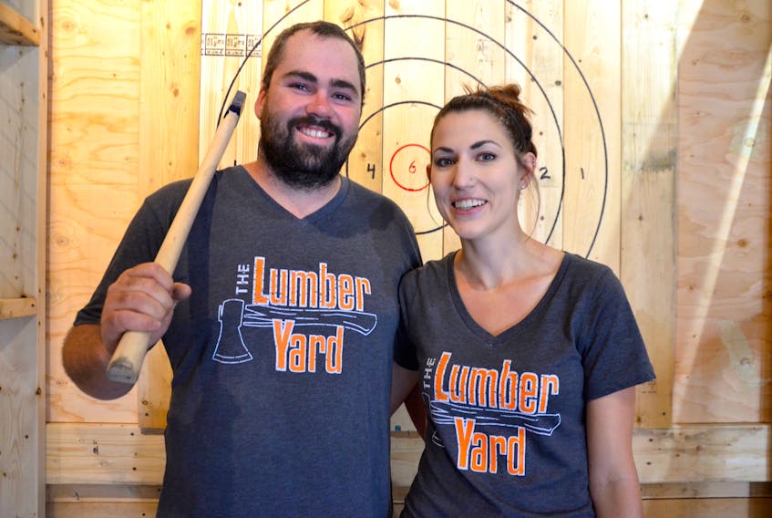 Michael and Althea Gillespie of Lawrencetown are opening an axe-throwing venue in Greenwood and will offer local craft beer and cider on tap. The Lumber Yard offers four throwing lanes and a rustic atmosphere. They plan to open the first of October and add a kitchen in the spring.