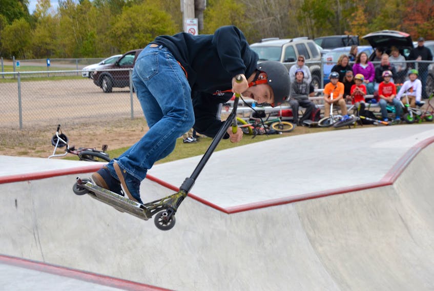 Some cool contestants showed up with bikes and scooters to compete for prizes and bragging rights at the All-Wheel Riding Park in Middleton Oct. 14. They new some cools moves as they dipped into the heart-shaped bowl to gain momentum and flew into the air to wow the audience.
