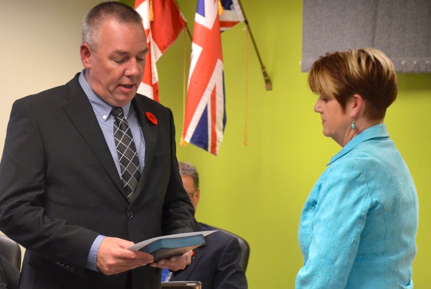 Brad Reid was sworn in as a Middleton councillor by then CAO Rachel Turner on Nov. 7, 2016 at a special council meeting following province-wide municipal elections. Reid is no longer a councillor because his job has taken him outside town limits for longer than an allowable six-month time span. A special election to fill the vacant seat is expected to be called for March 30.