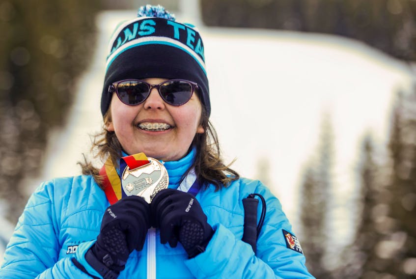 Granville Ferry’s Brenda MacDonald a para-alpine skier, won silver for Nova Scotia at the Canada Games in Red Deer Feb. 26. MacDonald is visually impaired. Communications NS Photo