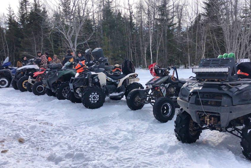 ATVers take a break along one of the local trails on Saturday afternoon during this year’s Winter Border Blast. More than 200 participants are estimated to have visited the area this weekend for the annual event, hosted by the Tantramar and Memramcook ATV clubs.