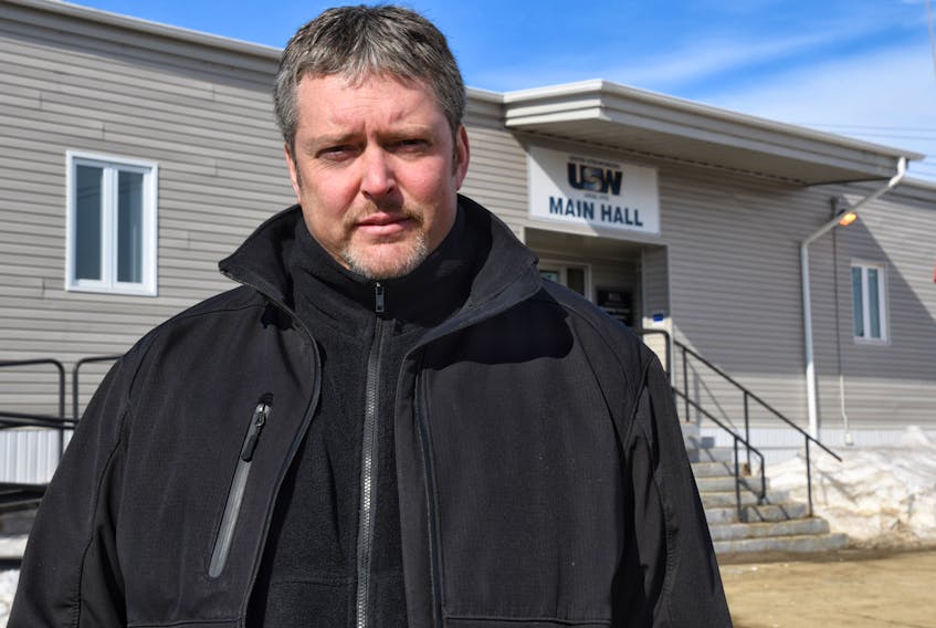 Ron Thomas, president of local 5795 of the Steelworkers Union outside the union hall in Labrador City.