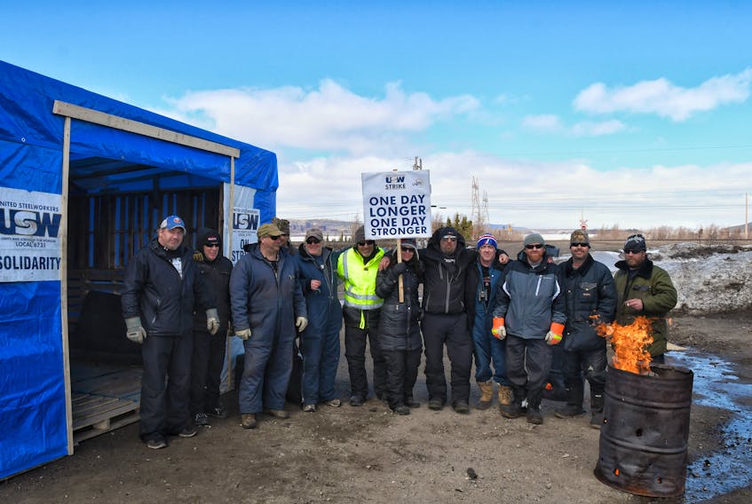 Newest Steelworkers picket line at Sandy Point in Labrador City. Rail lines can be seen in the distance.