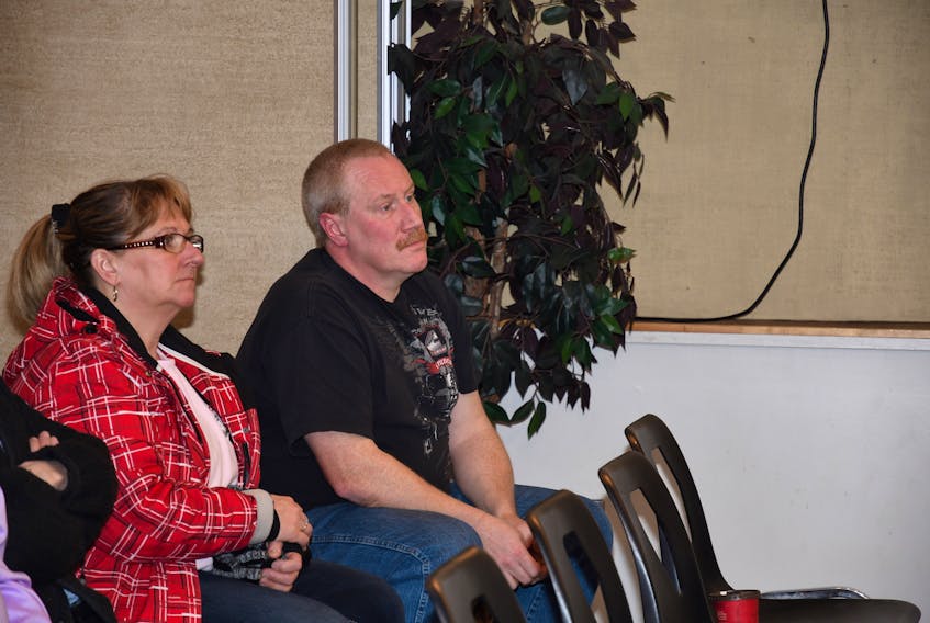 Alice Osmond and Gerry Beson listen as Labrador City officials explain what was done to clear up an odour problem at the town’s sewage treatment plant. Both say two years was too long to fix the problem, but they are thankful for the work the town did.