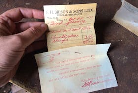 The 63-year-old bill from F.H. Brison & Sons Ltd. General Merchants that Kirk Starratt found stuck inside his childhood dresser. KIRK STARRATT