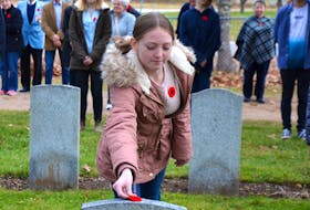Students from Middleton Regional High School placed poppies on the headstones at the graves of Commonwealth airmen killed in training exercises during the Second World War. The airmen came from Canada, New Zealand, Great Britain, and Australia and trained out of Greenwood. A Nov. 5 ceremony was part of the program ‘No Stone Left Alone.’