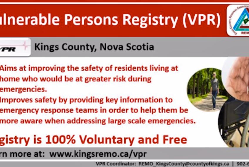 Kings County REMO has launched a Vulnerable Persons Registry.