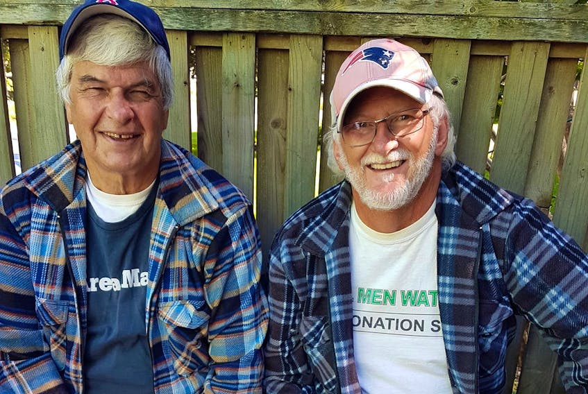 Jim Prime, right, of New Minas has penned more than 20 books, but he’s never enjoyed the writing process as much as he did with Fish and Dicks: Case Files from the Digby Neck & Islands Fish-Gutting Service & Detective Agency. He's pictured with his lifelong friend and co-author, Ben Robicheau.