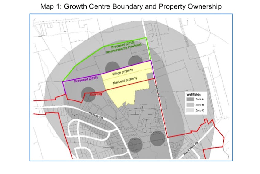 This graphic from a recent County of Kings staff report shows the proposed northern boundary extension for the Port Williams growth centre. - County of Kings Graphic