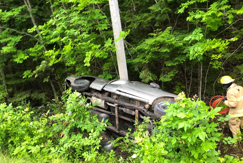 The occupants of this pickup truck had to be extricated and taken to the hospital following a single vehicle accident July 12.
