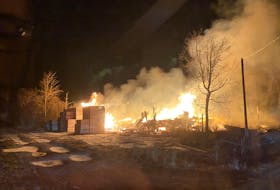 Firefighters from several departments in the Annapolis Valley were dispatched to this overnight barn fire near Berwick in the wee morning hours on Tuesday. - Adrian Johnstone
