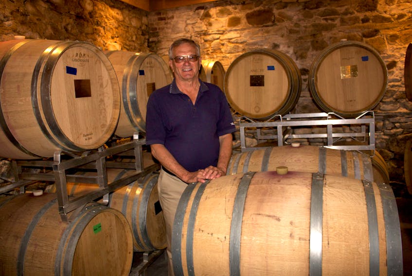 Head wine maker John Mclarty is shown in the wine cellar at Planters Ridge Winery in Port Williams.