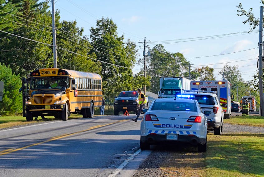 A school bus and 18-wheeler were damaged in Wilmot when the truck collided with the back of the bus, causing fender damage and a broken window.
KATHERINE BICKFORD