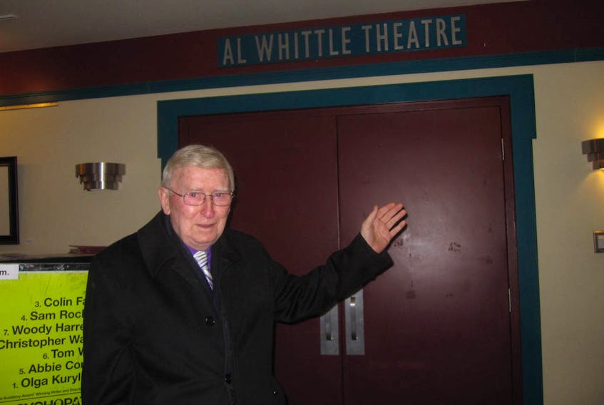 Al Whittle, who managed the Wolfville's move theatre for 47 years and was a fixture in the town's arts community, is shown at the theatre that now bears his name and is run as a co-operative. Whittle passed away Saturday at the age of 91