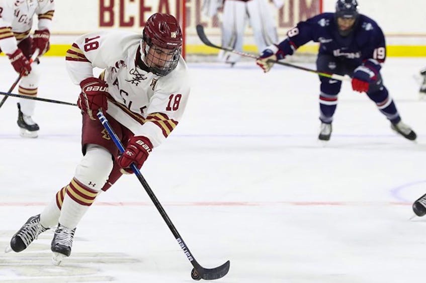 You can expect Alex Newhook will return to Boston College with extra resolve after being cut from Canada's world junior hockey team — Boston College Athletics/John Quackenbos