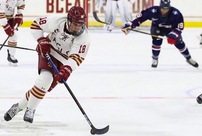 You can expect Alex Newhook will return to Boston College with extra resolve after being cut from Canada's world junior hockey team — Boston College Athletics/John Quackenbos