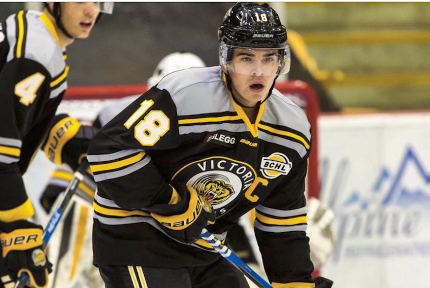 Montreal hockey writer Pat Hickey believes Alex Newhook has the kind of skill set the Montreal Canadiens will be seeking when they make their pick in the first round of the 2019 NHL Entry Draft. — Twitter/via BCHL