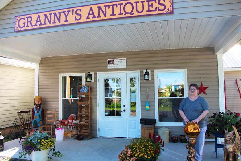 Aldona Gerrior stands just outside her business Granny's Antiques and Gifts which is located on Adams Street in Antigonish.