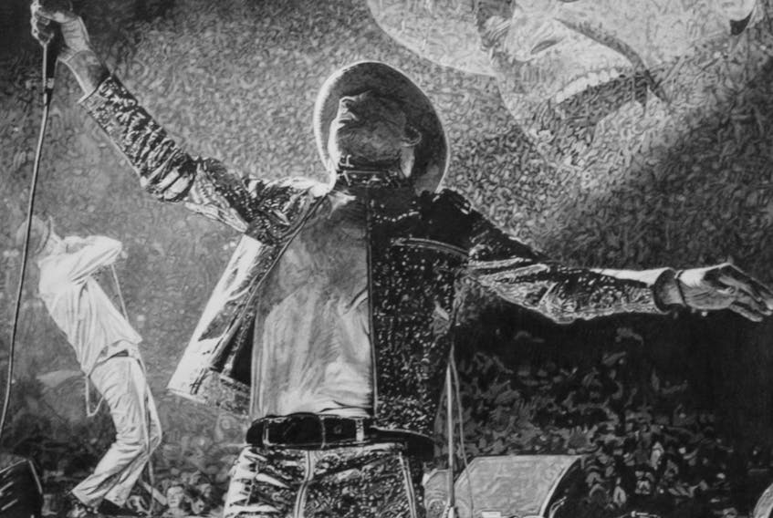 This original drawing of Gord Downie, by Robb Scott, is being auctioned online to raise money for Chris MacKinnon, who is being treated for a brain tumour.