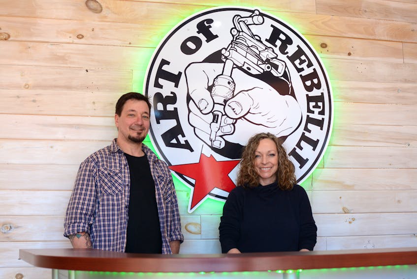 Larry Kovacevic and Maxine Pye opened for Art of Rebellion Tattoo Studio in early January, and have had clients from both near and far, including from Halifax and Moncton. They live in Southampton with their two boys, Liam and Owen.