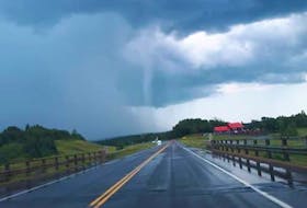 Wet roads ahead! Jody Collins snapped this photo of a rain shaft near St.Croix, Nova Scotia.