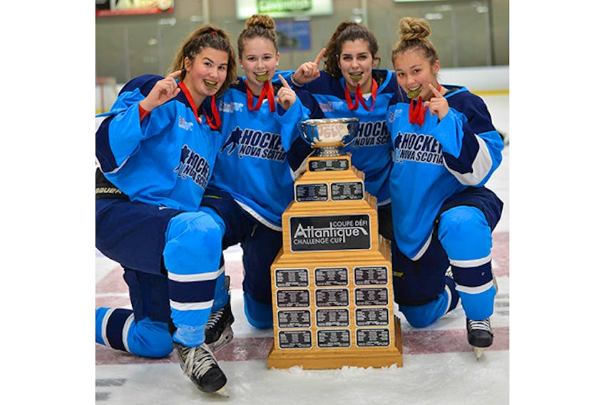 Four members of the Northern Subway Selects win Gold with U18 Team Nova Scotia at the Atlantic Challenge Cup this past weekend in Moncton, N.B.