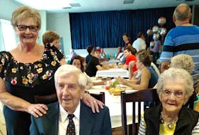 
Leonard d’Eon with his wife, Vivian, 97, seated, and and his niece, Denise St Pierre (standing).
