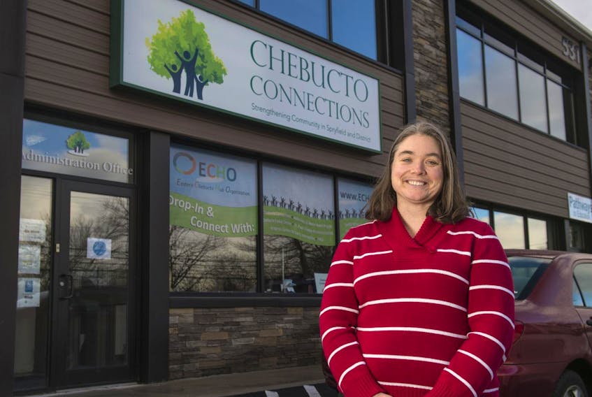 Adrianna MacKenzie is the executive director of Chebucto Connections. She is shown outside the community group’s office on Herring Cove Road. Chebucto Connections hosts the program Pathways to Education, which has contributed to improved achievement scores at J.L.Ilsley High School in Spryfield.