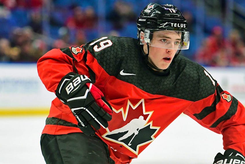 Drake Batherson of New Minas skates with Team Canada at the 2018 World Junior Championship. (HOCKEY CANADA)